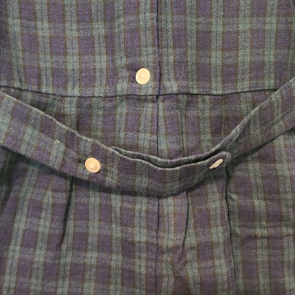 Anavini Boys 24 m Green Navy Plaid Smocked Romper White Peter Pan Collar Duck - Picture 7 of 13